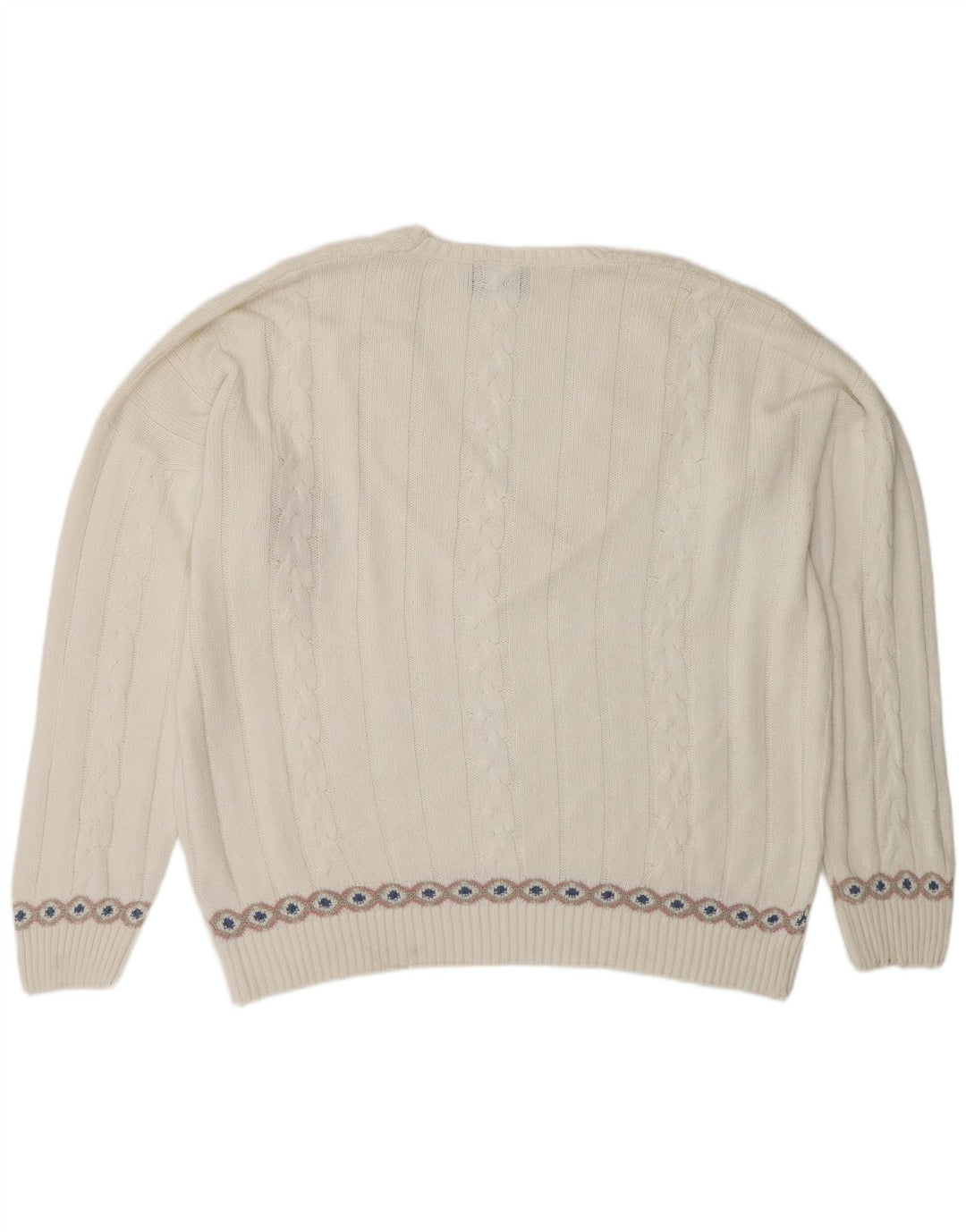 Fiume Damen-Pullover mit V-Ausschnitt, UK 20 2XL, Weiß, Fair Isle