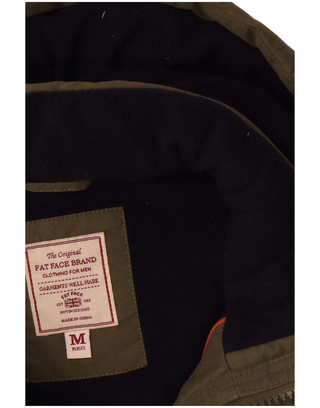 Fat Face wattierte Herren-Weste mit Kapuze, UK 38, mittleres Khaki, Farbblock-Polyester