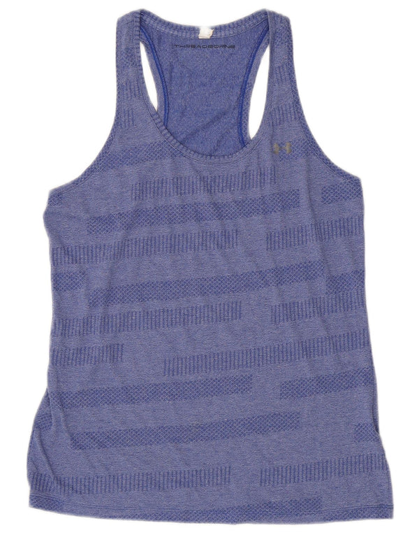 Under Armour Damen Heat Gear Weste Top UK 12 Mittelblau gestreift