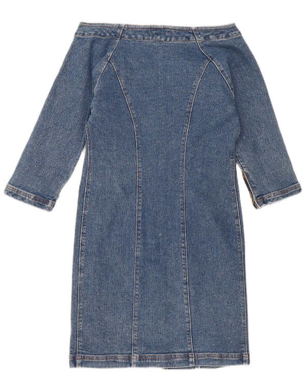 Sasch schulterfreies Jeanskleid mit 3/4-Ärmeln für Damen, UK 12, mittelblaue Baumwolle