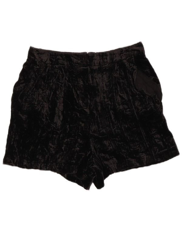 Topshop Damen Velvet Chino Shorts UK 10 Small W28 Schwarze Viskose