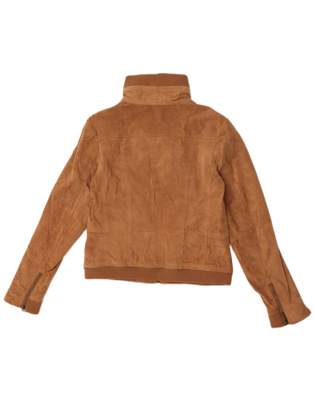 Vintage Damen Crop Wildlederjacke UK 14 Großes Beige Leder