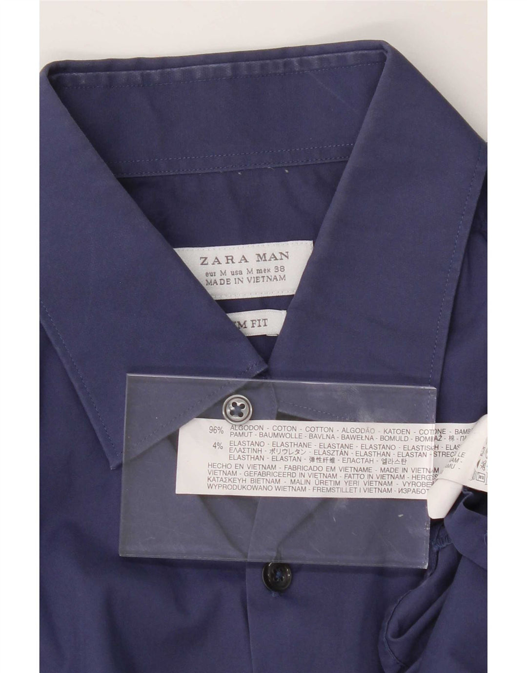 Zara Slim-Fit-Hemd für Herren aus mittelblauer Baumwolle