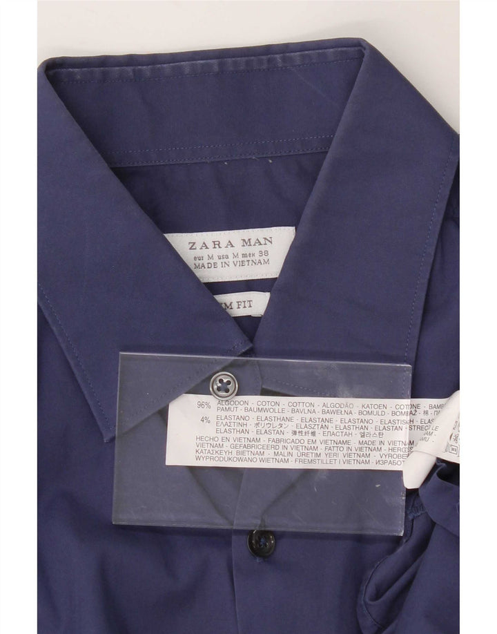 Zara Slim-Fit-Hemd für Herren aus mittelblauer Baumwolle