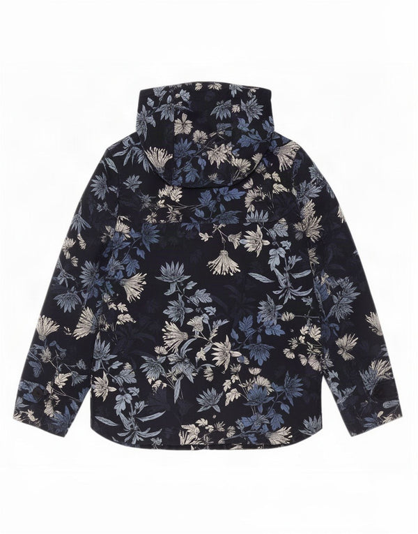 Joules Damen-Regenjacke mit Kapuze, UK 8, Größe S, marineblau, geblümt, Baumwolle