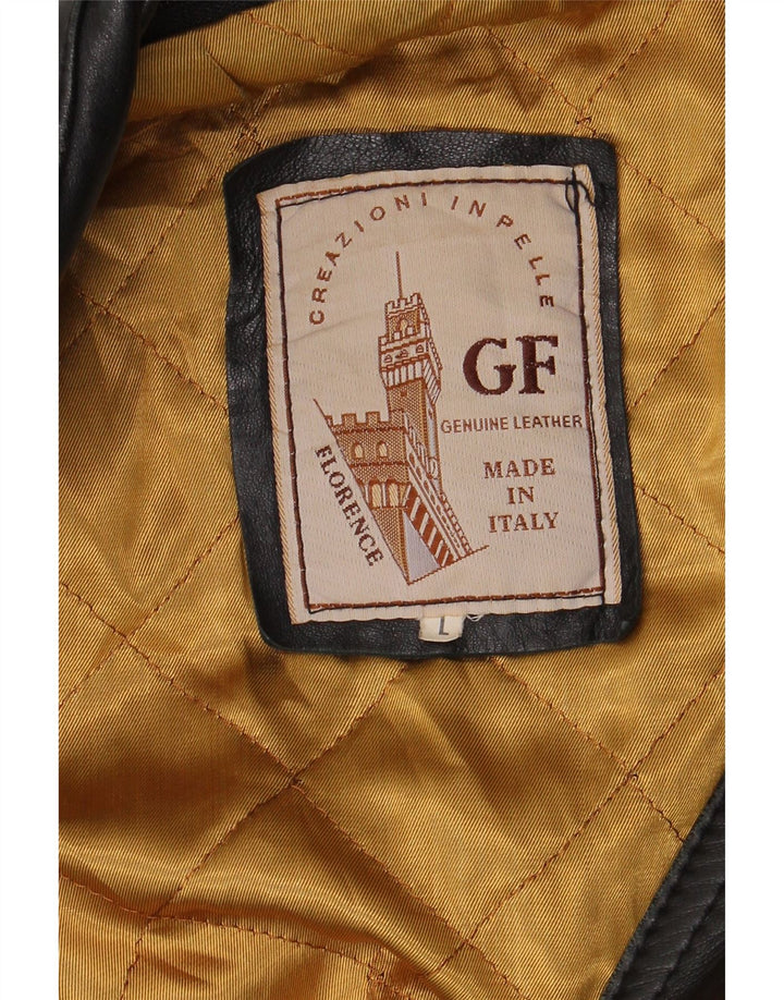 FLORENCE Herren Lederjacke UK 40 Großes schwarzes Leder