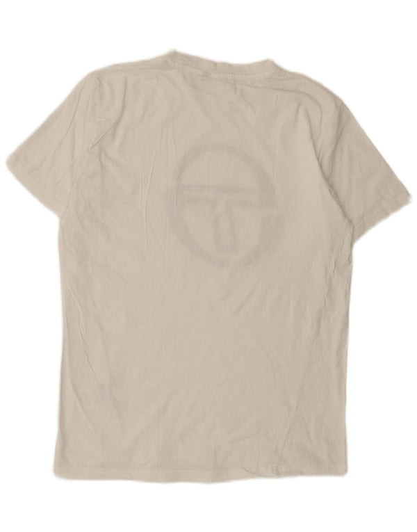 Sergio Tacchini Damen Grafik-T-Shirt Top UK 14 Large Weiße Baumwolle