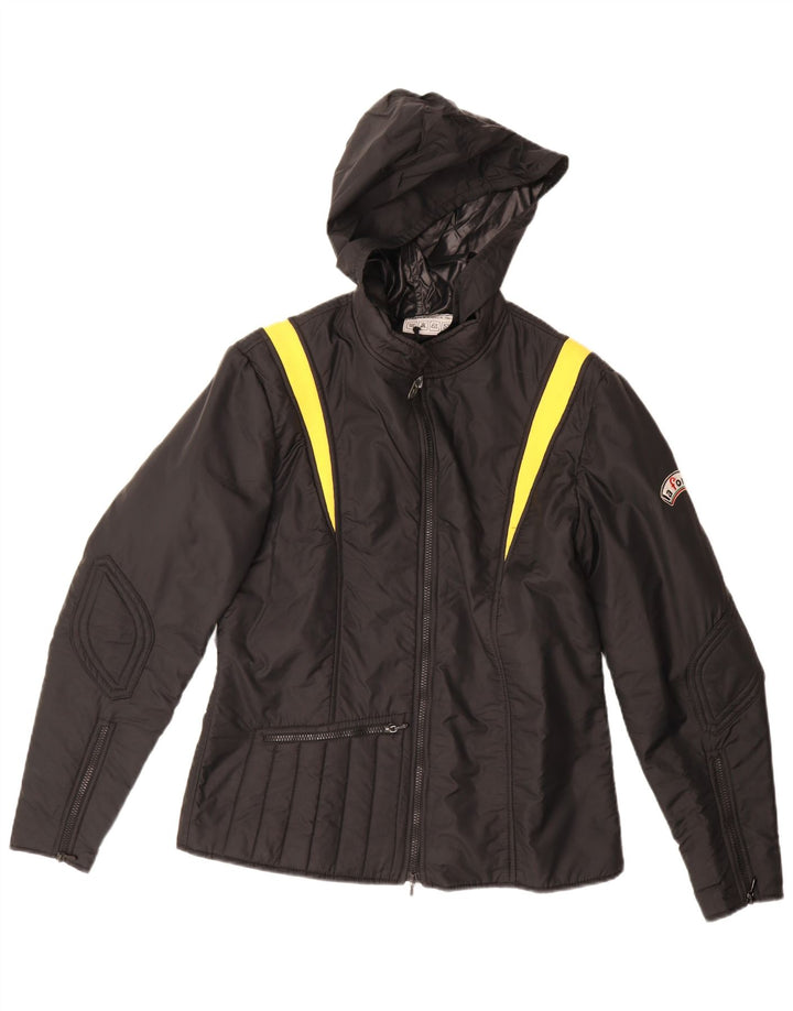 La Font Herren-Racer-Jacke mit Kapuze, UK 38, Mittelschwarz, Colourblock-Polyamid