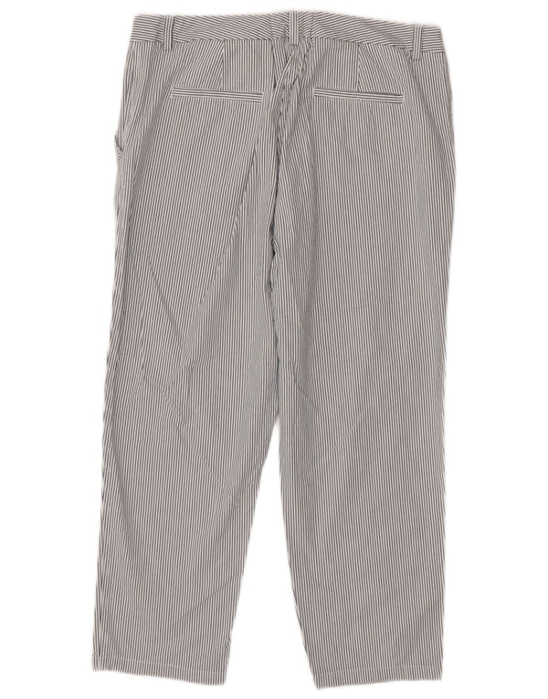 Marks & Spencer Damen Slim Cropped-Hose UK 18 XL W34 L24 Weiß gestreift
