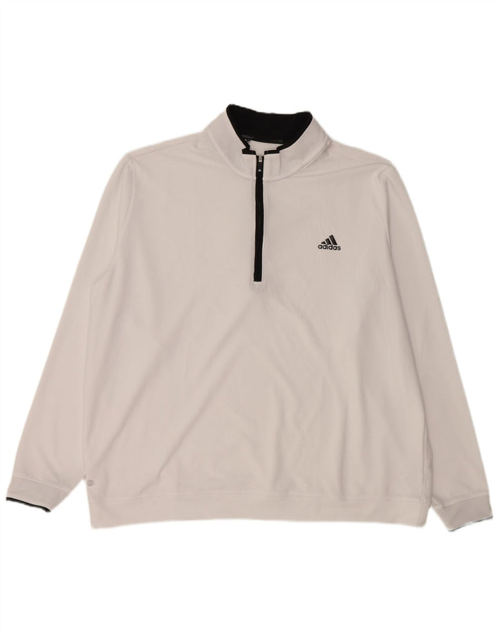 ADIDAS Herren-Sweatshirt mit Reißverschluss, 2XL, weißes Polyester