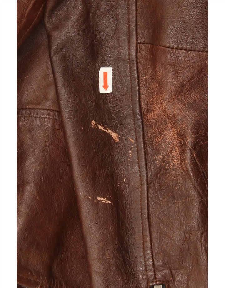 Jack & Jones Herren-Leder-Bikerjacke, Größe 40, großes braunes Leder