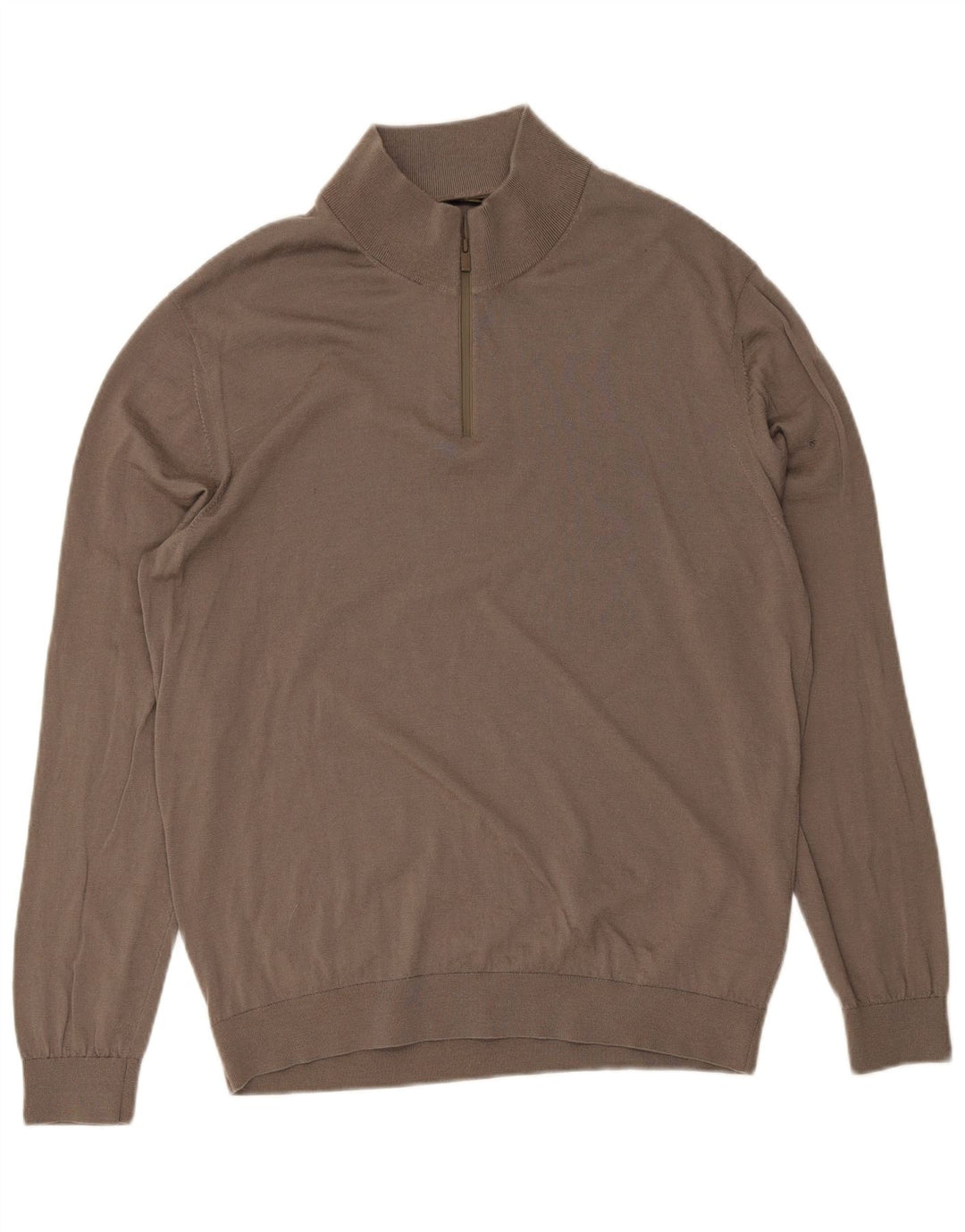 Massimo Dutti Herren-Pullover mit Reißverschluss, 2XL, braune Wolle