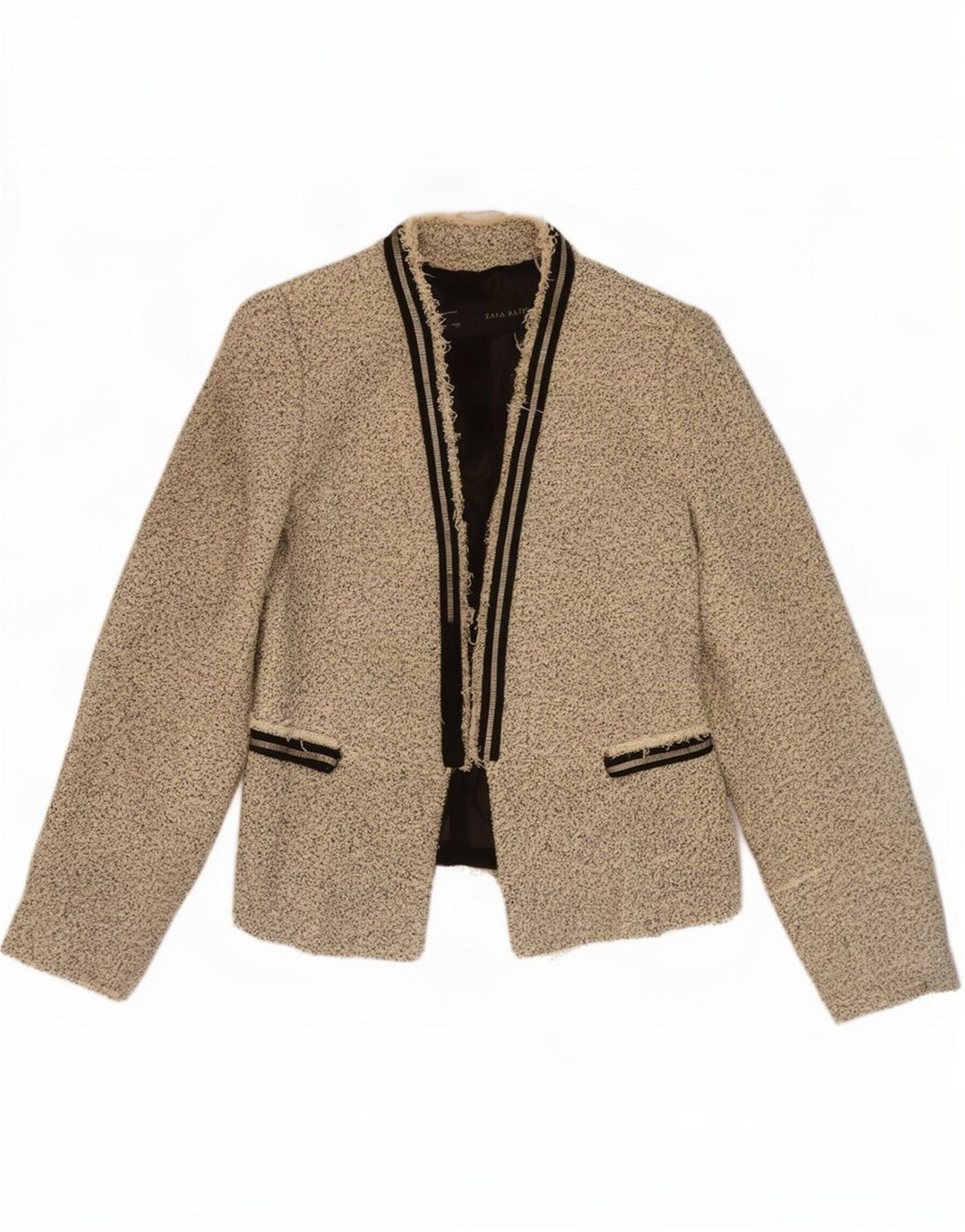Zara Damen-Blazer, übergroß, offen, Gr. 10, Größe S, Beige gefleckt