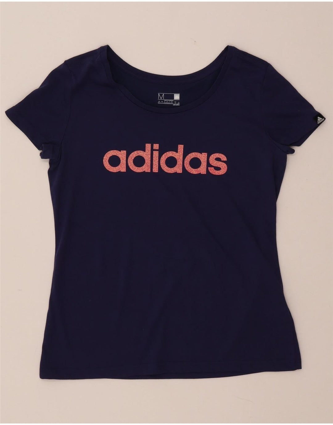 ADIDAS Damen Climalite Graphic T-Shirt Top UK 12/14 Medium Marineblau
