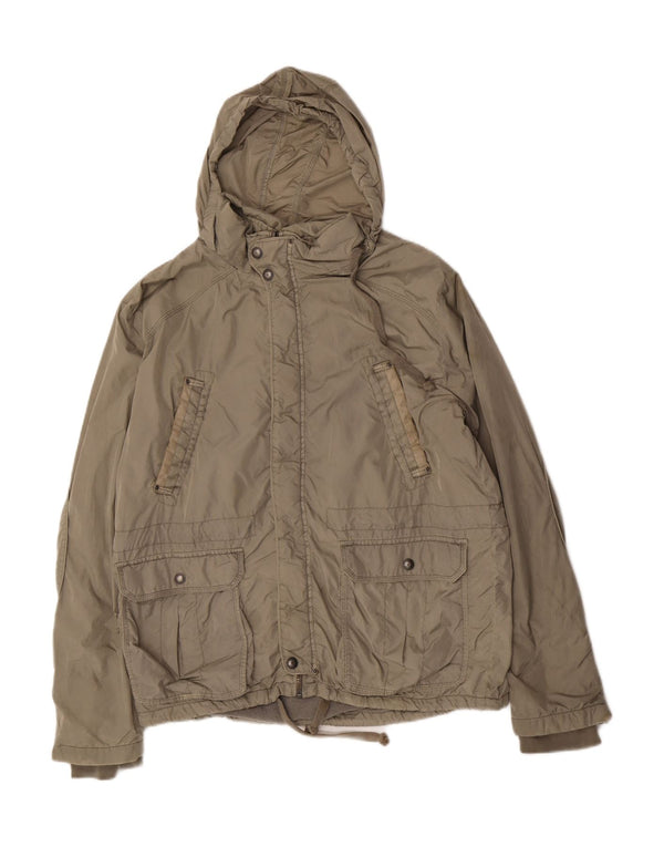 Zara Herren-Windbreakerjacke mit Kapuze, UK 44 2XL, graues Nylon