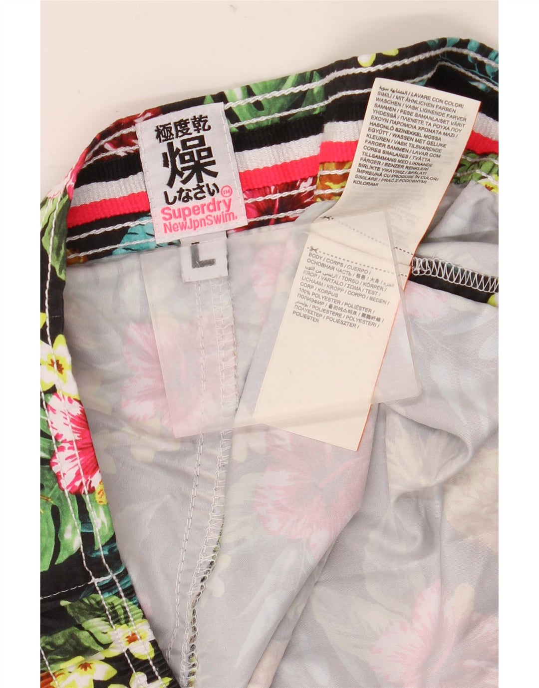 Superdry Damen Badeshorts UK 16 Large Mehrfarbiges Blumenmuster aus Polyester
