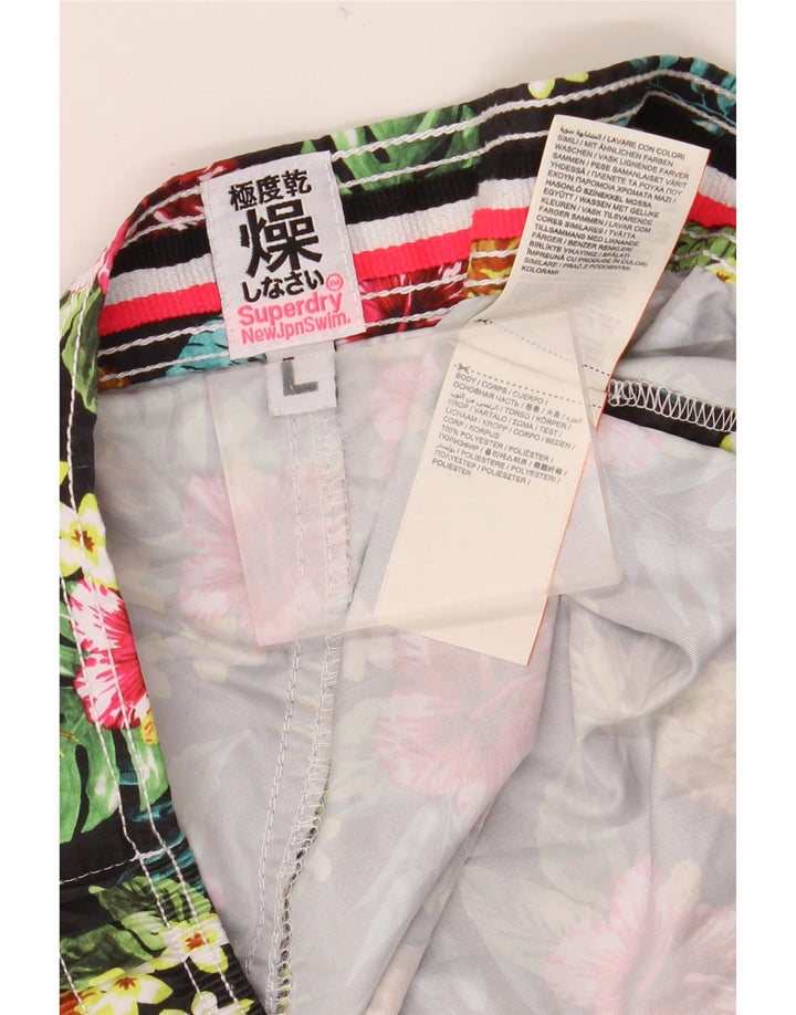 Superdry Damen Badeshorts UK 16 Large Mehrfarbiges Blumenmuster aus Polyester