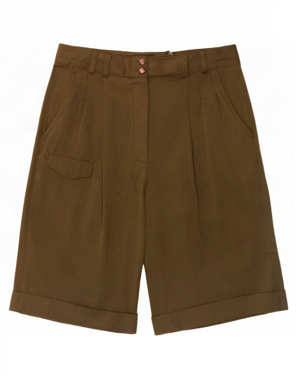 Vintage Damen Freizeitshorts mit weitem Bein UK 12 Medium W28 Grünes Triacetat