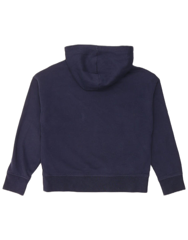 Gap Mädchen-Pullover mit grafischem Kapuzenpullover, 7–8 Jahre, mittelmarineblaue Baumwolle