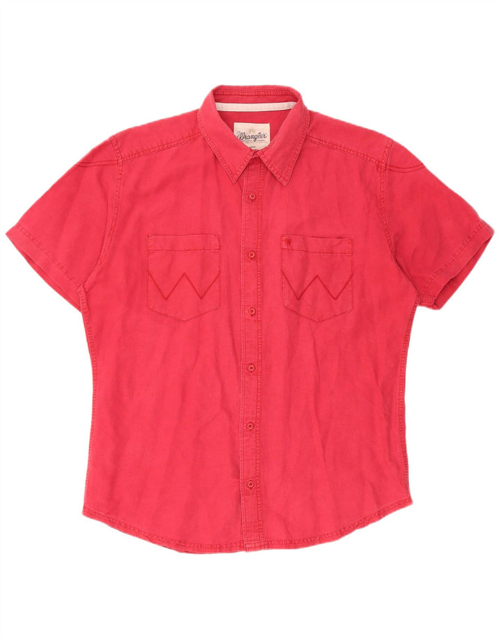 Wrangler Herren Kurzarmhemd XL Rosa Leinen