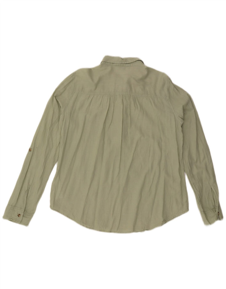 Hollister Damen Pullover-Hemd UK 14 Mittelgrüne Baumwolle