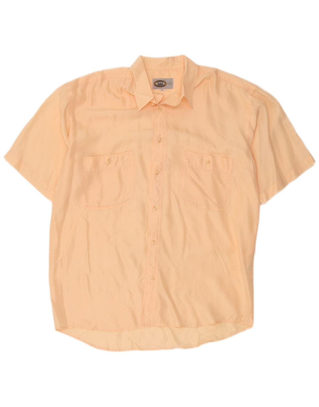 Vintage Herren Kurzarmhemd Mittelorange Seide