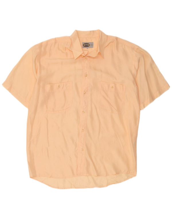 Vintage Herren Kurzarmhemd Mittelorange Seide