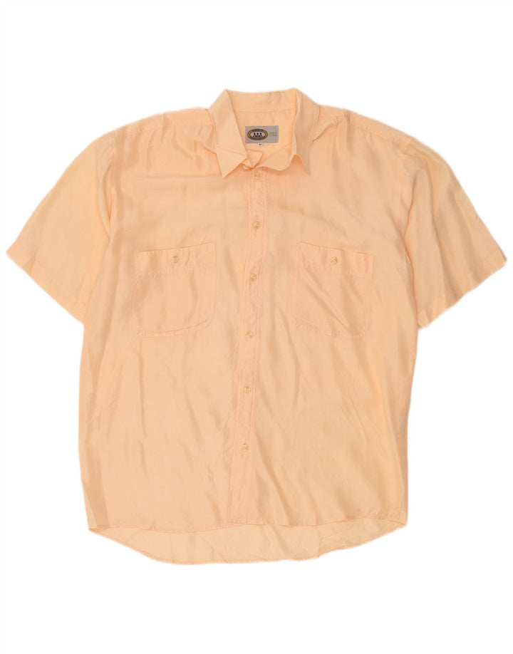 Vintage Herren Kurzarmhemd Mittelorange Seide
