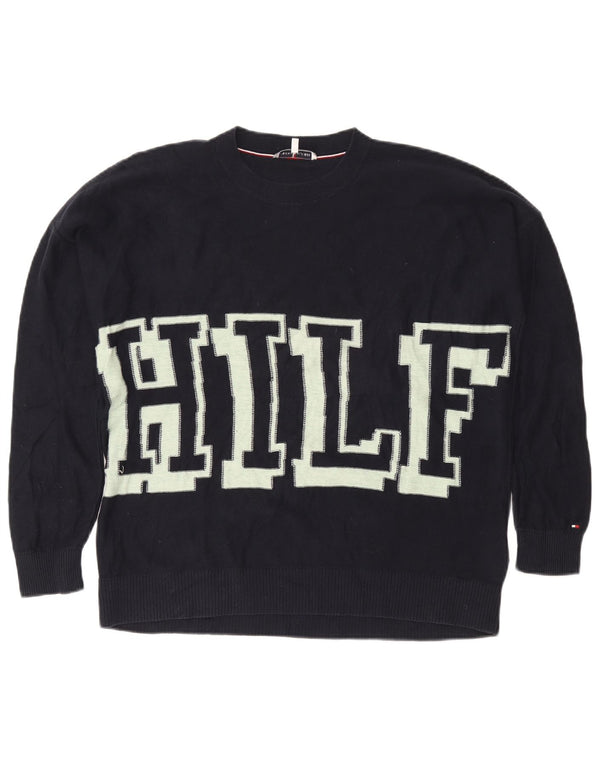 Tommy Hilfiger Damen-Pullover mit U-Boot-Ausschnitt, Gr. 10, Marineblau