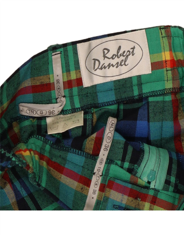 VINTAGE Damen-Bermudashorts mit hoher Taille, UK 10, Größe S, W24, grün kariert