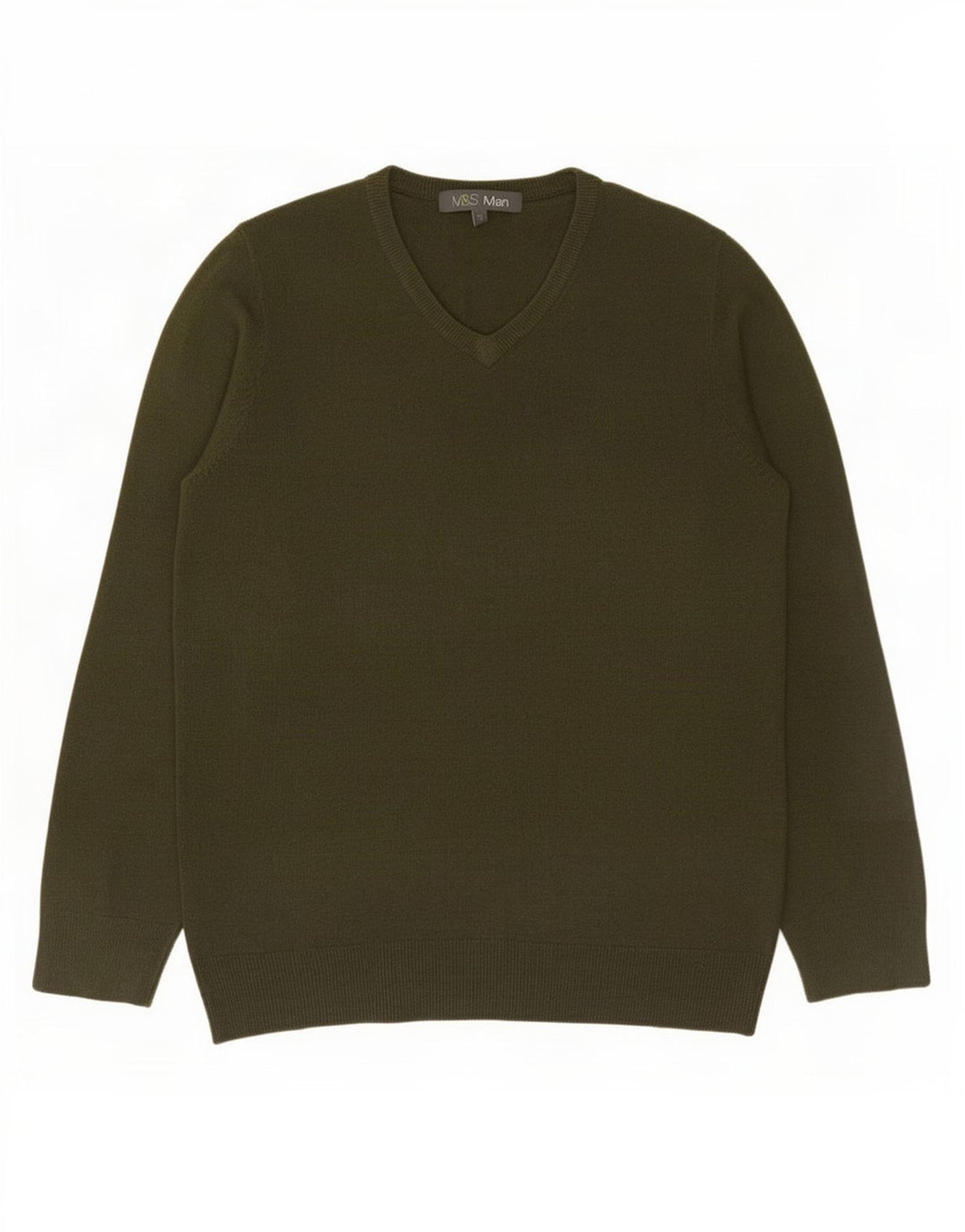 Marks & Spencer Herren-Pullover mit V-Ausschnitt, Small, Khaki, Acryl