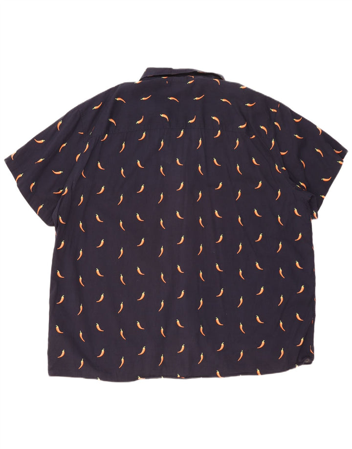 Jack & Jones Herren-Kurzarmhemd mit abstraktem Muster, 2XL, Marineblau, Baumwolle