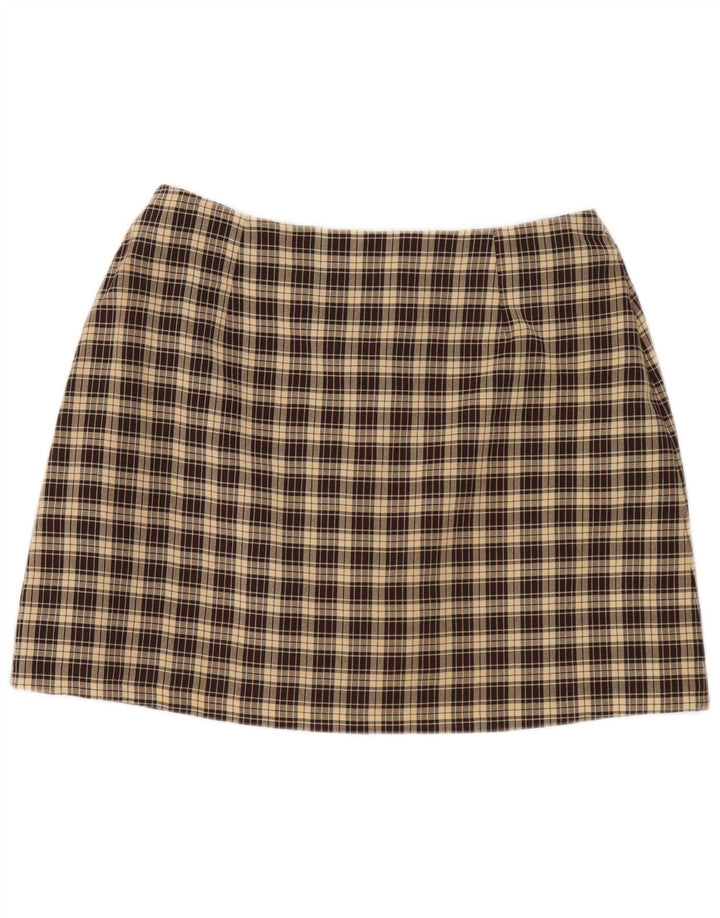 Dorothy Perkins Damen Minirock UK 16 Large W32 Braun kariertes Polyester