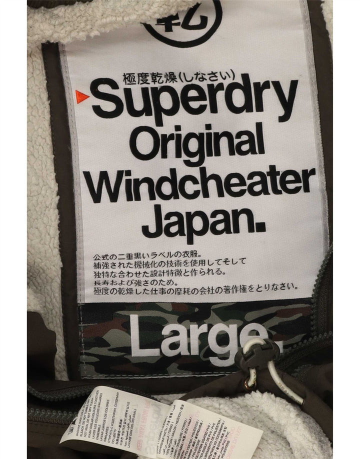 Superdry Herren Windcheater Kapuzen-Windjacke UK 40 Large Khaki