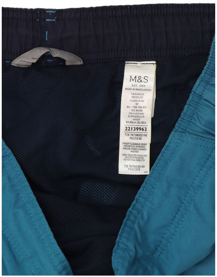 Marks & Spencer Herren Peacock Cargo-Badeshorts aus mittelblauem Polyester
