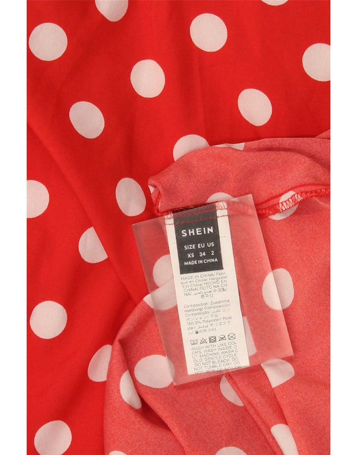 Shein Damen ausgestellter Rock XS W24 Rot gepunktetes Polyester