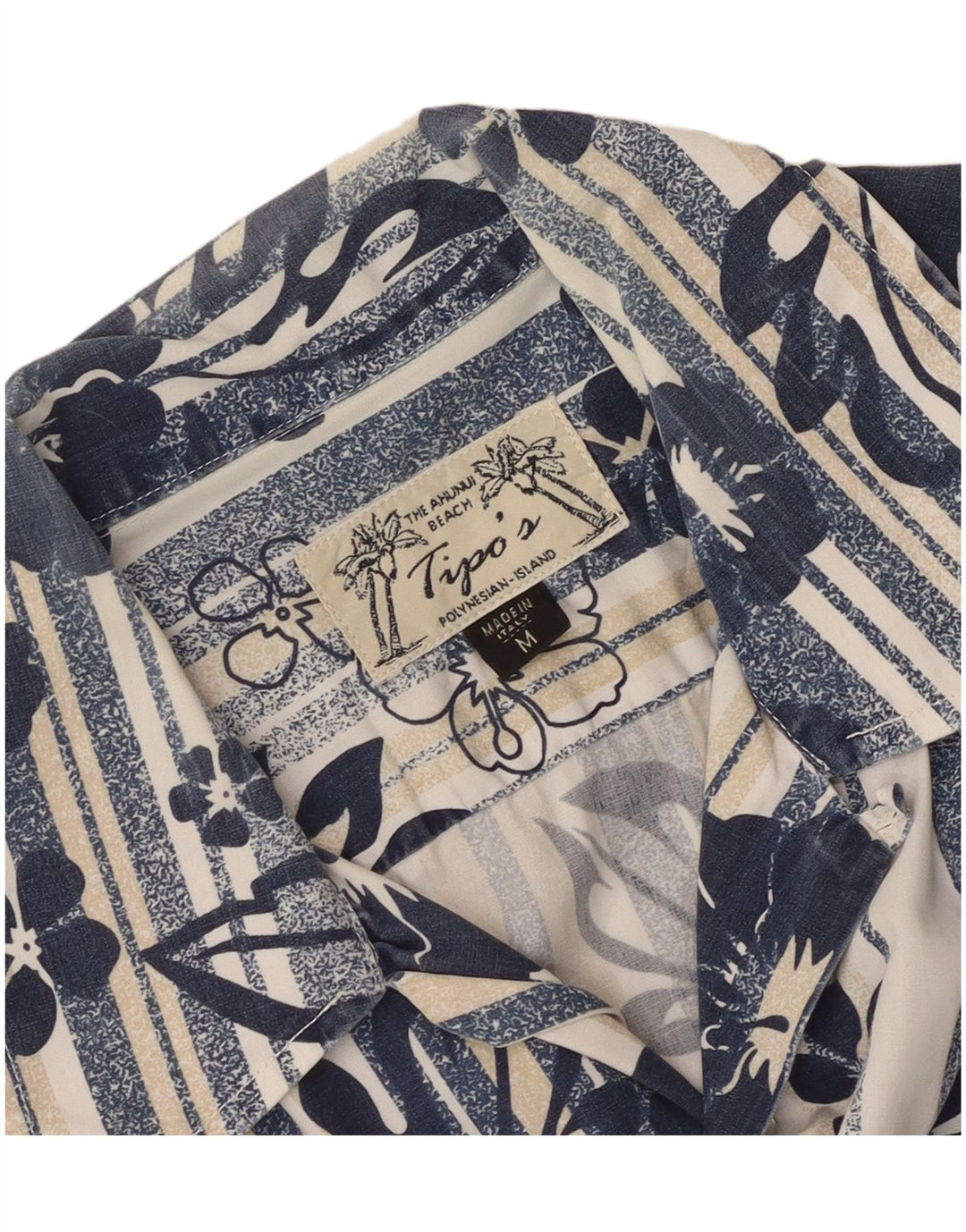 Tipo' S Herren-Kurzarmhemd aus mittelblauer Baumwolle mit Blumenmuster