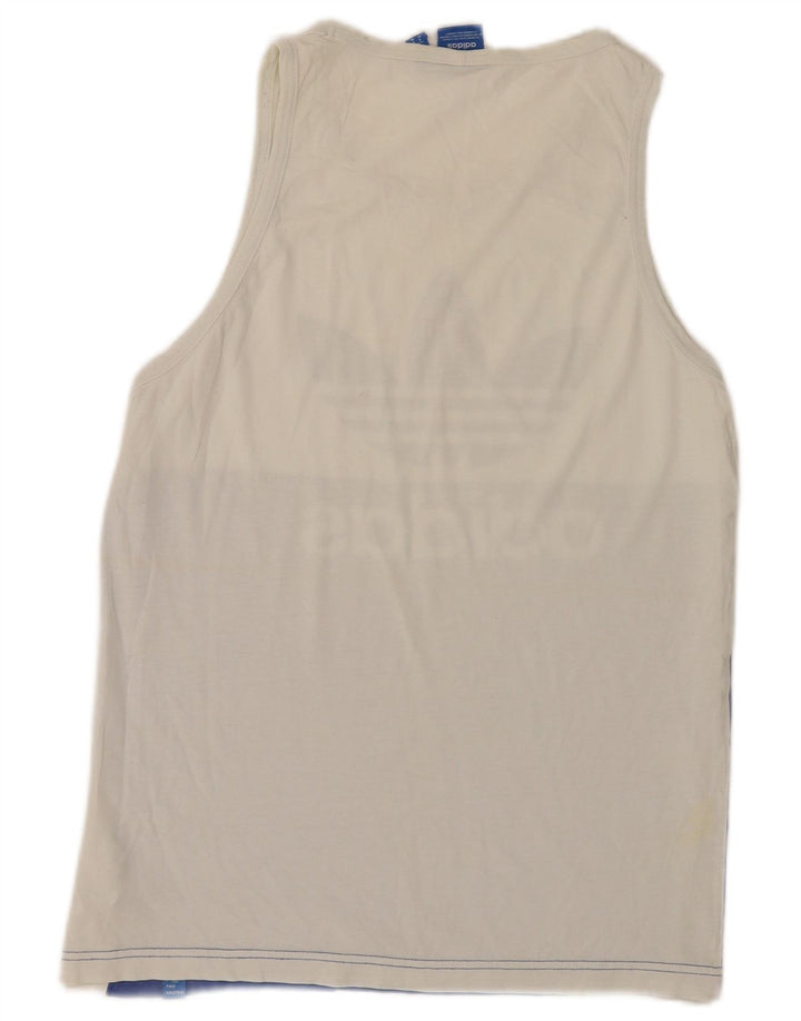 Adidas Herren Grafik-Trägershirt, mittelweiße Colourblock-Baumwolle