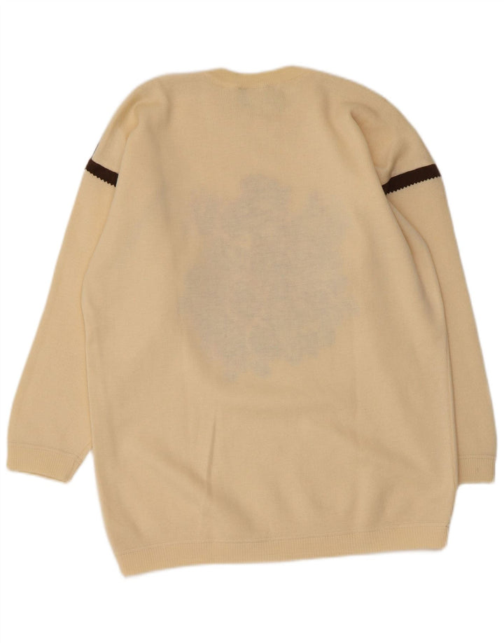 PANCALDI & B Damen-Pullover mit Rundhalsausschnitt, Gr. 16, groß, gebrochenes Weiß mit Blumenmuster