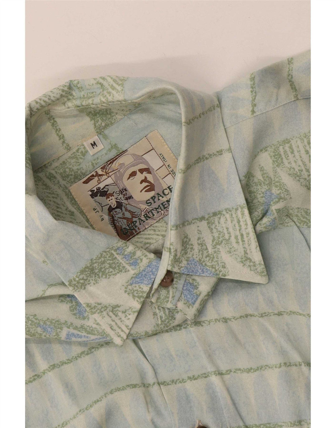 Vintage Herrenhemd mittelblau geometrisch