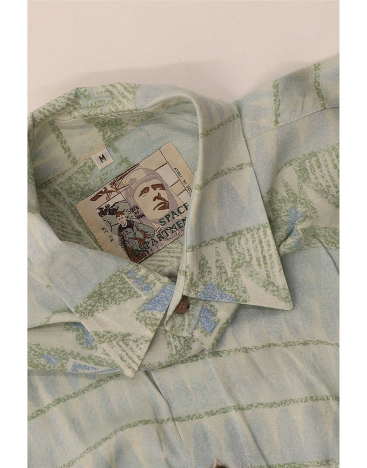 Vintage Herrenhemd mittelblau geometrisch