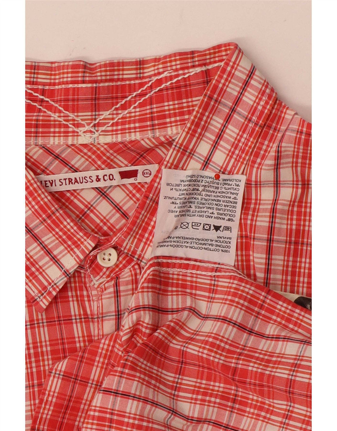 Levi's Herren Denizen Kurzarmhemd 2XL rot kariert Baumwolle