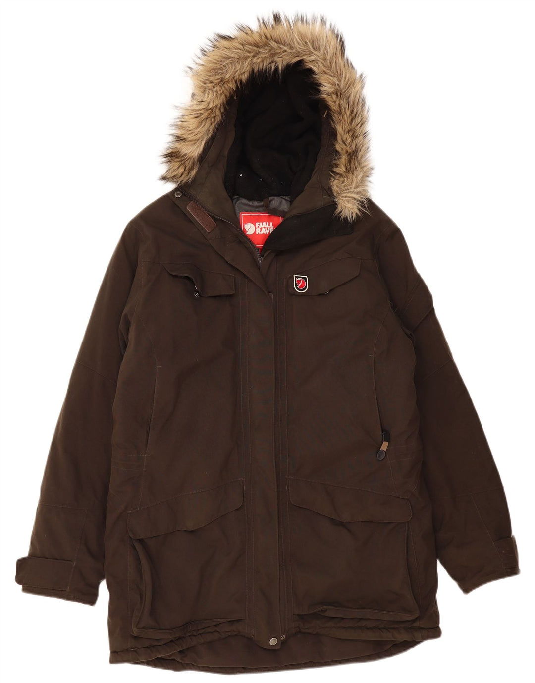 FJALL RAVEN Damen-Parka mit Kapuze, UK 16, Größe L, Khaki