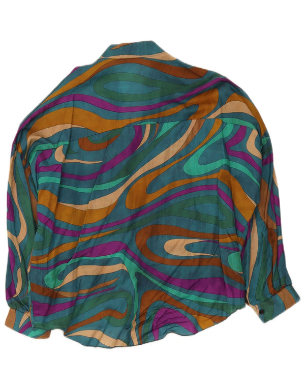 Vintage Damen Hemdbluse UK 18 XL Mehrfarbige geometrische Viskose