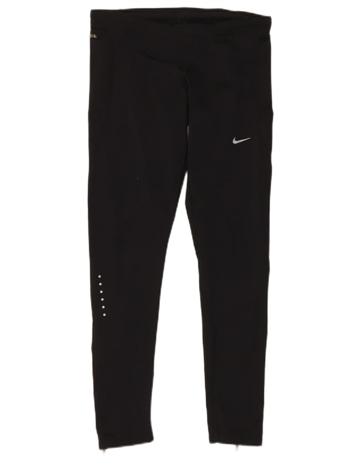 Nike Damen Leggings UK 14 Medium Schwarz Polyester Sport