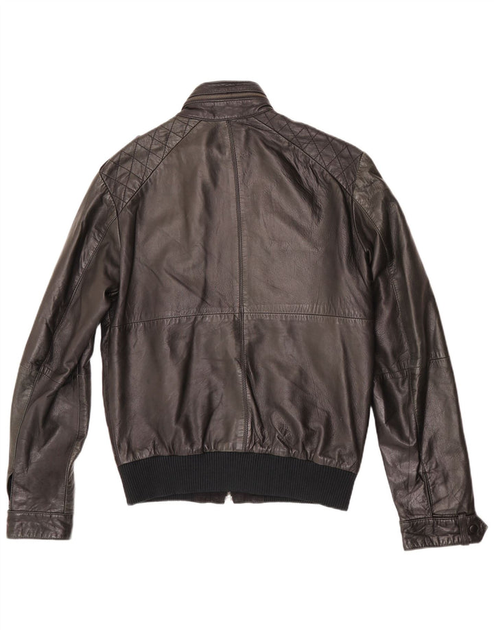 ZARA Herren Lederjacke UK 38 Mittelschwarzes Leder