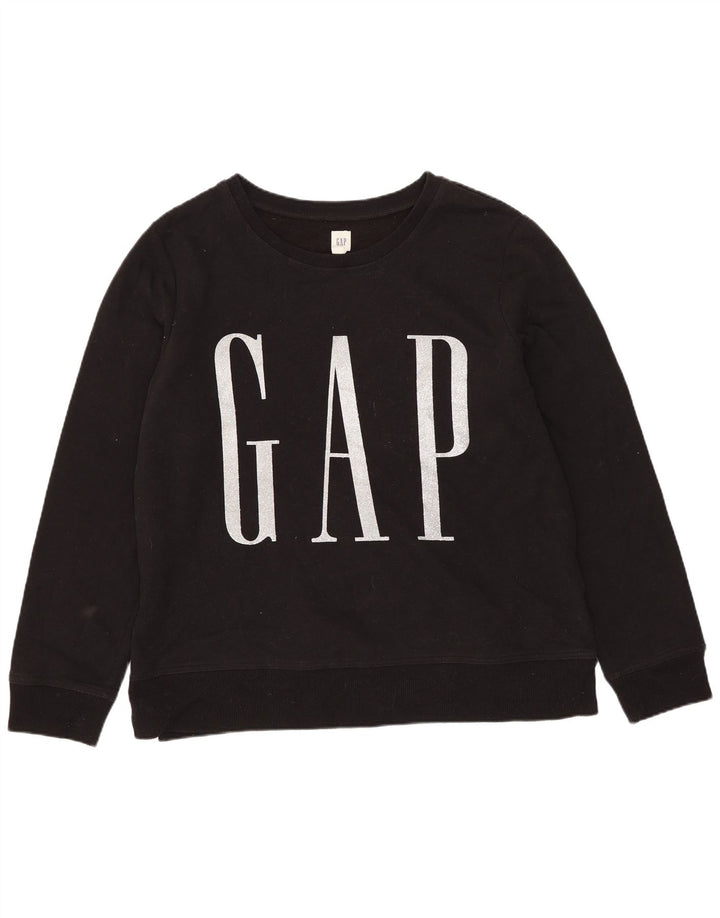 GAP Damen Grafik-Sweatshirt-Pullover UK 16 Large Schwarze Baumwolle