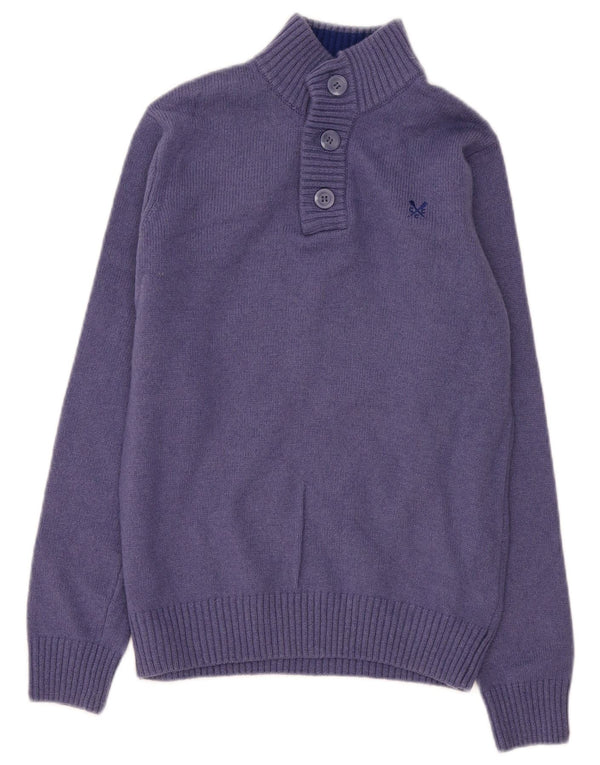 Crew Clothing Herren-Pullover mit Knopfkragen, XS, violette Lammwolle