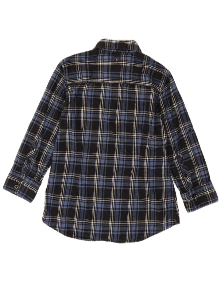 SUPERDRY Damen-Flanellhemd mit 3/4-Ärmeln, Größe M, Marineblau kariert