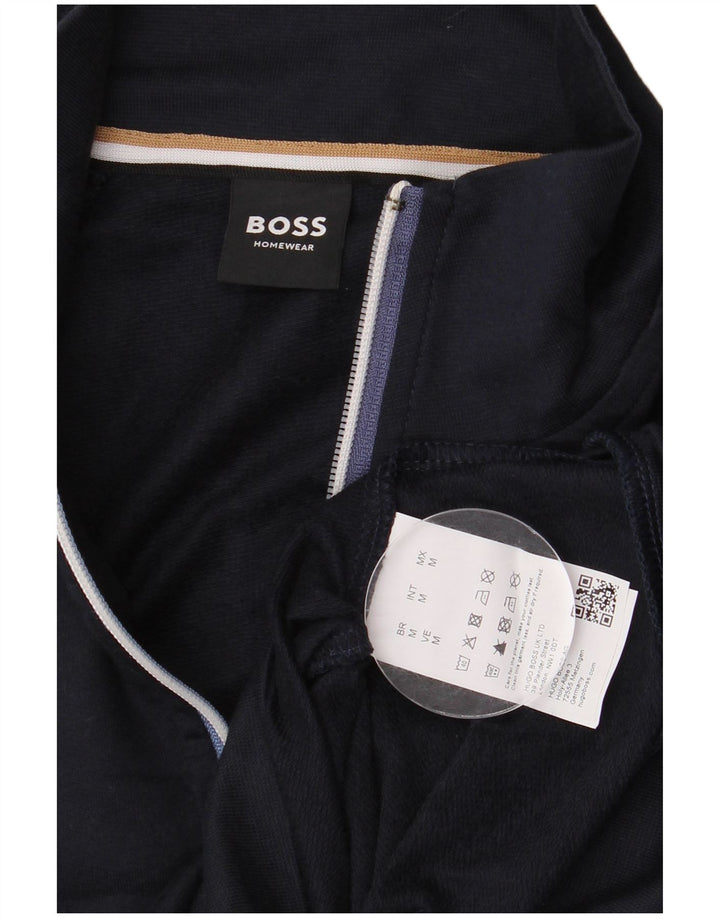 Hugo Boss Herren-Trainingsanzugoberteil mit Grafik, mittlere marineblaue Baumwolle